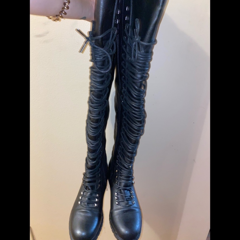 Thigh High Military Style Lace Up Combat Boots